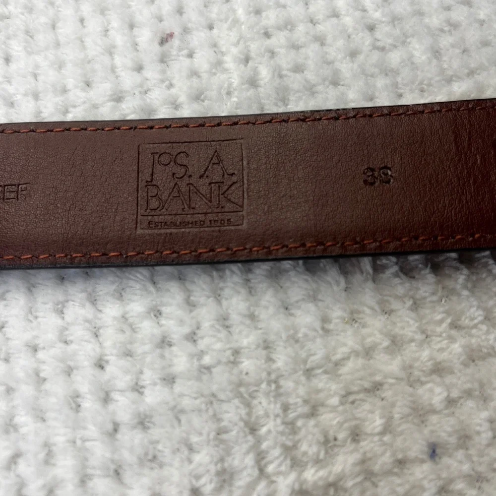 Jos.‎ A. Bank Mens 38 Cognac Brown Croc Embossed Leather Western Buckle Belt T46